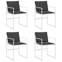 pack 4 uds sillas de jardin  silla de exterior  sillon con cojines acero blanco y textilene