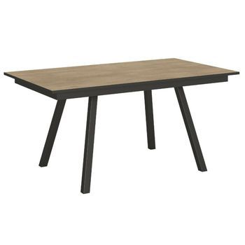 Mesa Rectangular Extensible Para 6 A 10 Personas L 160 A 220 Cm Madera Clara Y Metal Antracita Miry