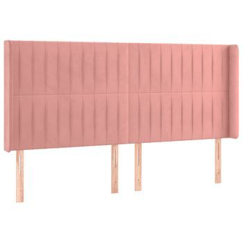 Cabecero Cama Mueble De Dormitorio Con Led De Terciopelo 183 X 16 X 118/128 Cm Rosa M02_0001931