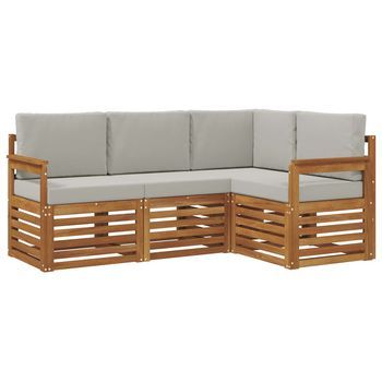 Conjunto De Sofás De Exterior 4 Uds. Gris Natural Y Claro Vidaxl