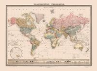 cuadro mapa del mundo vintage 50  70