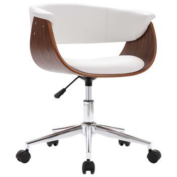 Silla Comedor | Silla De Mesa | Silla De Cocina Giratoria Madera Curvada Cuero Sintético Blanco