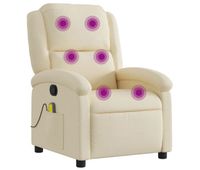 vidaxl sillon de masaje reclinable de tela crema