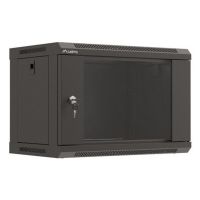 armario rack lanberg wf03-5306-10b 6u 60 kg cierre frontal puerta cristal desmontado