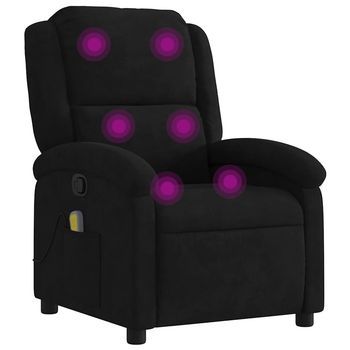 Sillón Reclinable De Masaje De Terciopelo Negro Vidaxl
