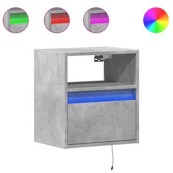 Muebles Tv | Mueble De Salón | Gabinete De Tv De Pared Luces Led 2 Uds Gris Hormigón 41x31x45 Cm