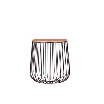 Mesa Auxiliar En Madera De Fresno Y Acero Lacado 39x39x42cm - Negro