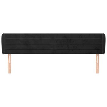 Cabecero Cama Mueble De Dormitorio De Terciopelo 163 X 23 X 78/88 Cm Negro M02_0008349