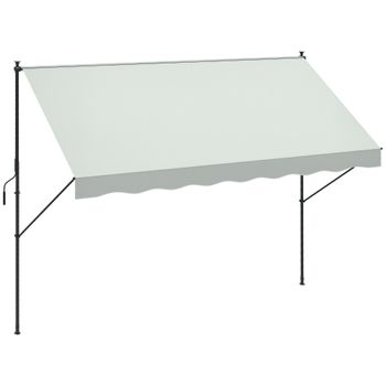 Outsunny Toldo Manual Retráctil 300x170x200-290 cm Ajustable con Manivela Protección Solar UV40+ para Balcón Terraza Crema   Aosom España