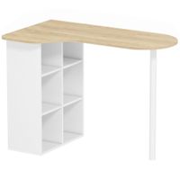 homcom escritorio irregular 100x59 cm con 6 compartimentos 4 estantes regulables y estructura de acero roble   aosom espana