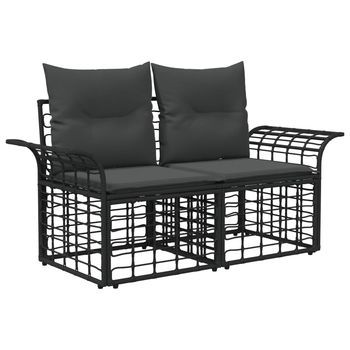 Conjunto De Sofás De Exterior 3 Piezas | Mueble De Jardín Negro Y Gris Oscuro