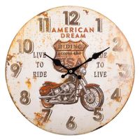 wanderlust deco reloj de pared de madera marron d34x2h cm