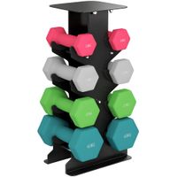 sportnow juego de mancuernas 2x1kg 2x2kg 2x3kg 2x4kg con soporte de almacenamiento para ejercicio entrenamiento multicolor