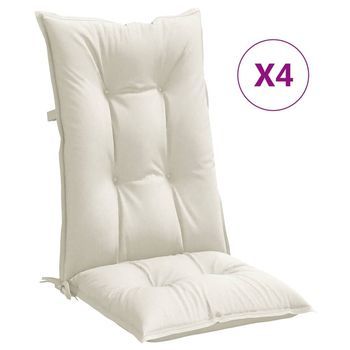 Cojines Silla Respaldo Alto 4 Unidades Tela Crema Melange 120x50x7cm