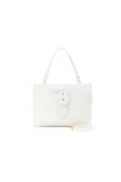 bolso shopping con estampado de monogramas en relieve y bolsillo white