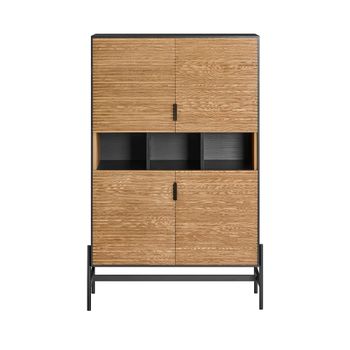 Aparador multifuncional con 4 puertas madera negra
