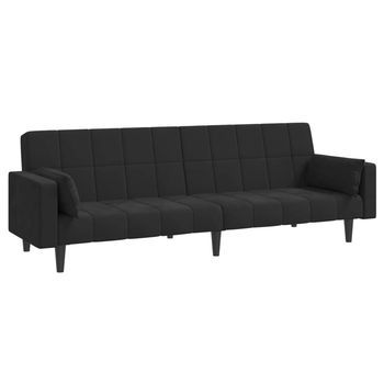 Sofá Cama De 2 Plazas Con Dos Almohadas Terciopelo Negro Vidaxl