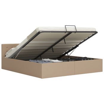 Cama Canapé Hidráulica Cuero Sintético Capuchino 180x200 Cm Vidaxl