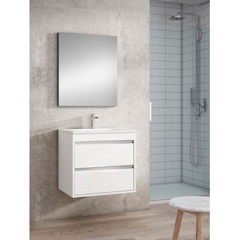 Mueble Slider 60 Cm, Blanco Brillo. Pack Mueble + Lavabo.