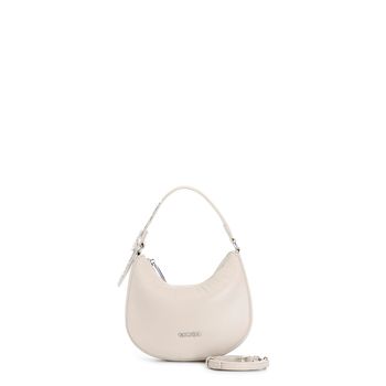 minibolso efecto abullonado con bandolera y hebilla de strass ivory
