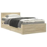 cama individual  cama de adulto  cama con cabecero madera de ingenieria roble sonoma 75x190 cm