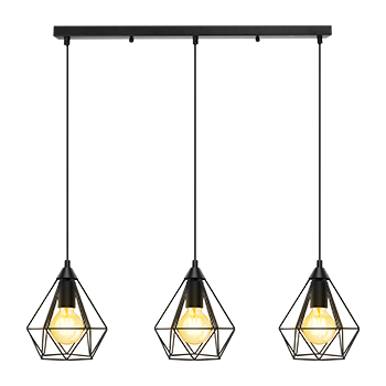 Aigostar Lámpara de techo vintage. Casquillo E27, 3 luces. Lámpara diseño industrial de acero color negro. Estilo retro para decorar el salón, pasillo, dormitorio, despacho etc