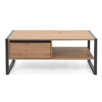 Mesa de centro con cajón 100 cm - acabado madera clara