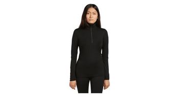 Camiseta interior mujer 1 2 cremallera icebreaker merino 200 oasis negro