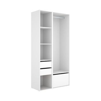 Armario Vestidor Suit Barra Con Zapatero Y 4 Compartimentos Blanco/natural 205x99,5x45 Cm