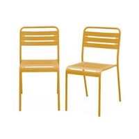 silla de jardin bistro de acero set de 2 ocre