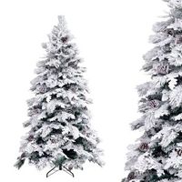 arbol de navidad artificial pvcpe verde y blanco con nieve 150 cm lolahome