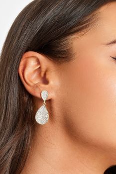 Pendientes Dorados De Lágrimas Con Brillo