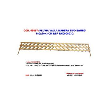 Pluvia Valla Madera Tipo Bambú 180x20x3 Rh090803q