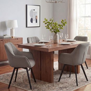 Silla de comedor giratorio en pana marrón