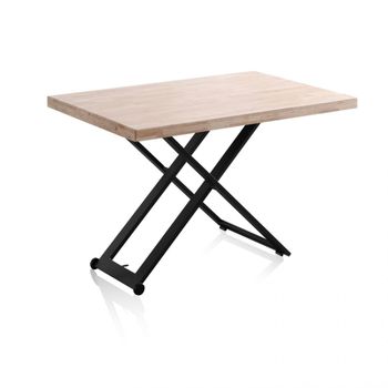 Mesa de centro elevable con patas metálicas 120x49-76 cm negro roble