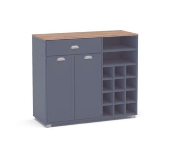 Mueble auxiliar almacenaje buffet cocina botellero asfeld color gris grafito 90x103x40 cm