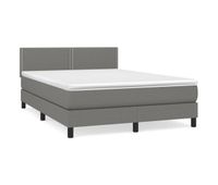 cama box spring con colchon tela gris oscuro 140x190 cm liso con clavos