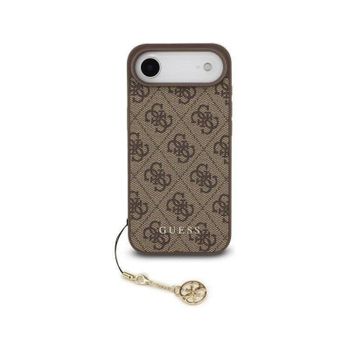 Funda para móvil Guess Air carcasa marrón logo 4G charm dorado para iPhone