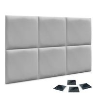 dhome juego de 6 paneles tapizados de lino pack autoadhesivos para pared acusticos absorbentes proteccion impactos cabeceros decoracion gris claro