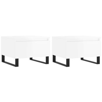 Mesas Centro 2 Uds Madera Ingeniería Blanco Brillo 50x46x35 Cm Vidaxl
