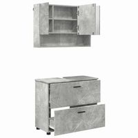 juego de muebles de bano 2 uds gris concreto 765 x 35 x 64 cm vidaxl