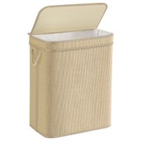 cesto de ropa sucia de 90 l de bambu amarillo y blanco