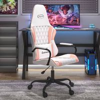silla gaming  silla de oficina  silla gamer ergonomica cuero sintetico blanco y rosa cfw790314
