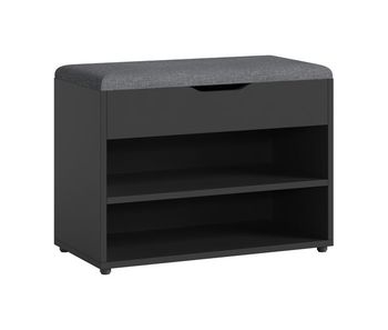 Banco de zapato gentofte 46 x 60 x 30 cm para 4 pares aglomerado negro y gris [en.casa]