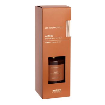Ambientador de vidrio marrón con fragancia de ámbar, 200 ml
