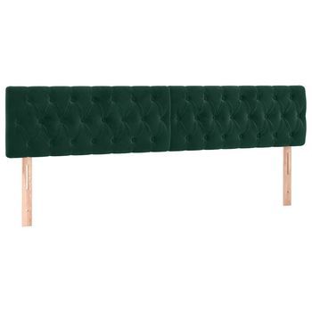 Cabeceros 2 Unidades De Terciopelo Verde Oscuro 90x7x78/88 Cm