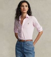 polo ralph lauren para mujer 211664427002 camisa oxford slim fit punto de algodon rosa xxs casual manga larga