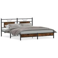 estructura de cama sin colchon roble ahumado 183x203 cm vidaxl