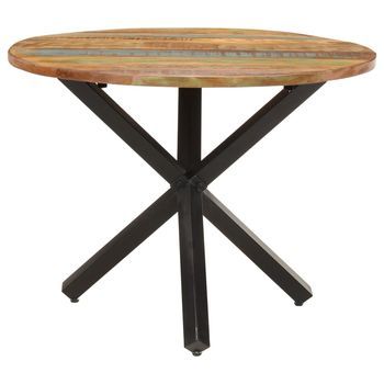 Mesa De Comedor | Mesa De Cocina Madera Maciza Reciclada Redonda 100x100x75 Cm