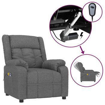 Sillón De Masaje Eléctrico Tela Gris Oscuro Cfw179060